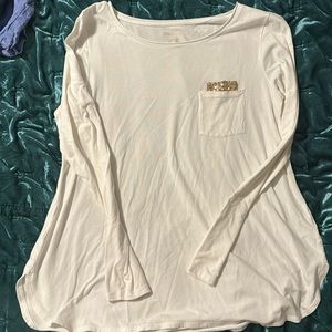 White long sleeve Lilly shirt with gold sequin detail